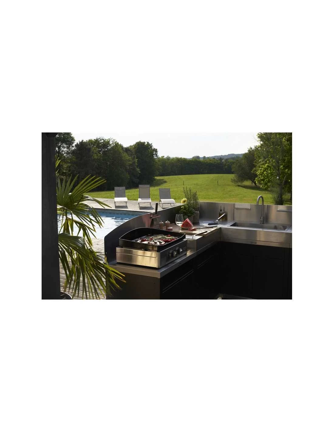 CUISINE D'ANGLE 5 ELEMENTS ACIER ET INOX +CREDENCE – Image 2