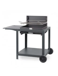 BARBECUE MONTORY ACIER +CHARIOT NOIR - LE MARQUIER