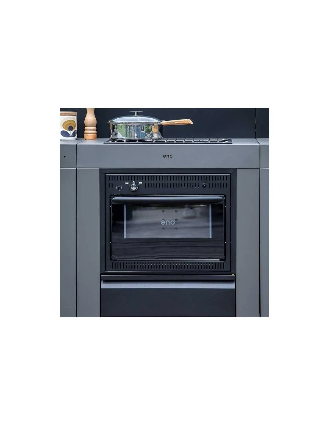 ENO MODULO COMBINE PLAQUE DE CUISSON ET FOUR ACIER GRIS CARGO – Image 3