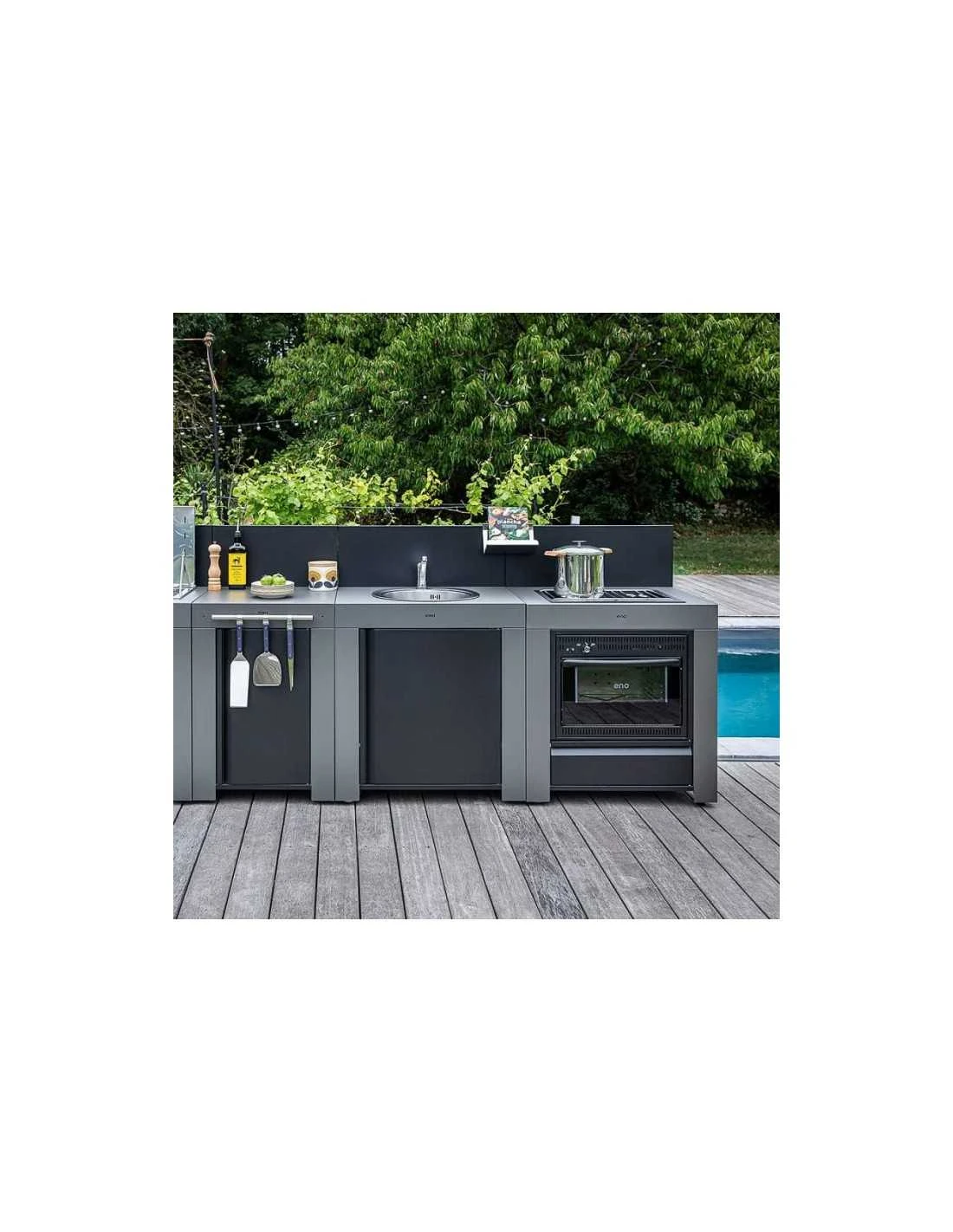 ENO MODULO COMBINE PLAQUE DE CUISSON ET FOUR ACIER GRIS CARGO – Image 5